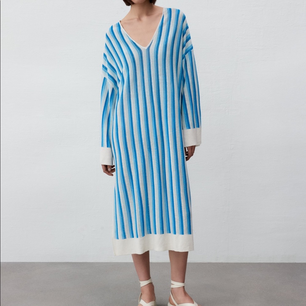 ZARA STRIPED LINEN TUNIC - Picture 1 of 4
